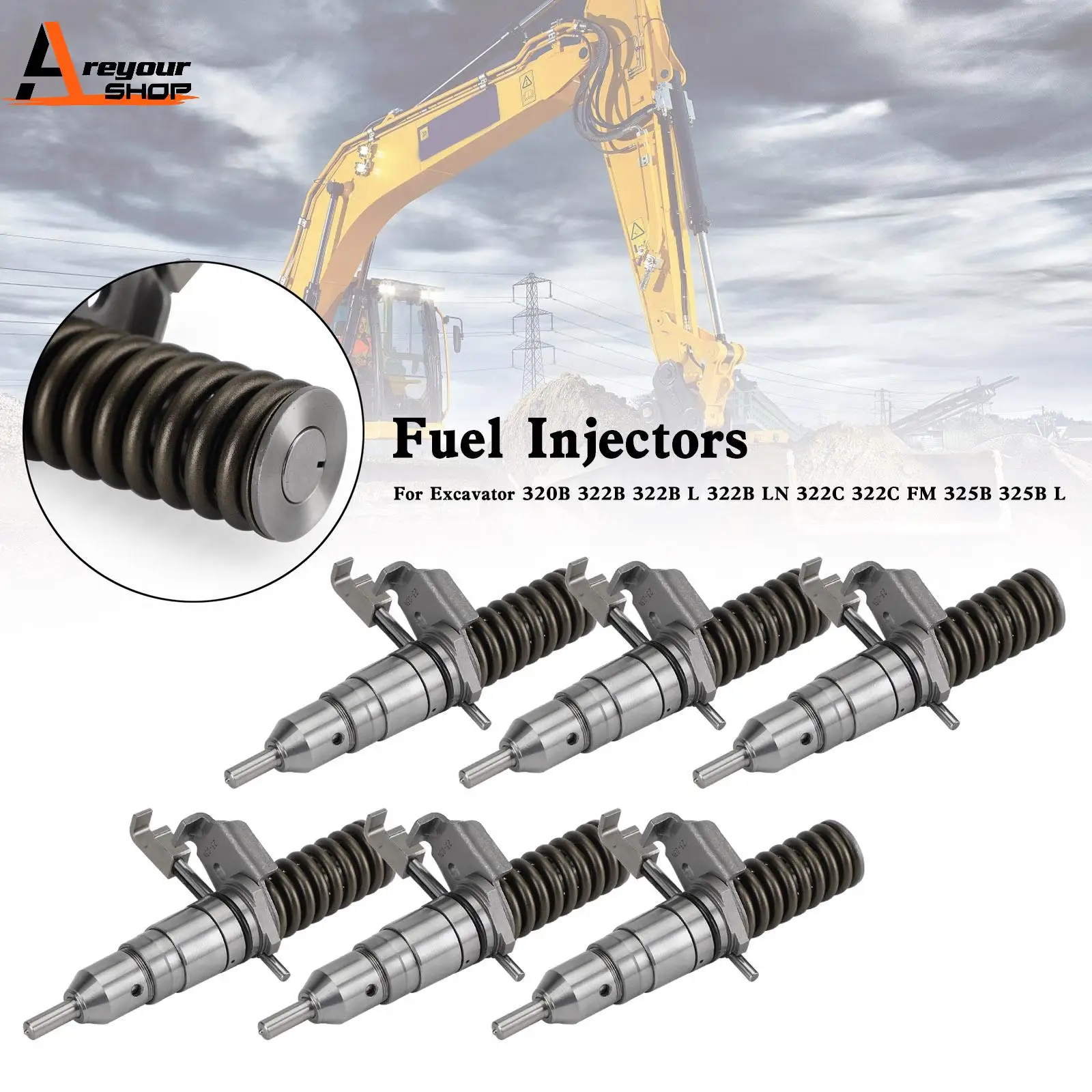 

Areyourshop 6PCS Fuel Injector 1278216 127-8216 fit Caterpillar 3114 3116 3126 3126B