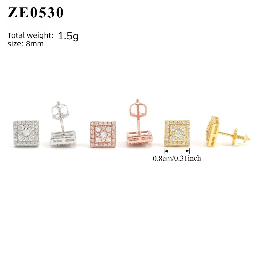 925 Sterling Silber Moissanit Quadratische Ohrstecker VVS1 D-Farbe für Herren und Damen Schraubverschluss Ohrstecker Feiner Schmuck Diamanten Bestehen den Test – Detail 1