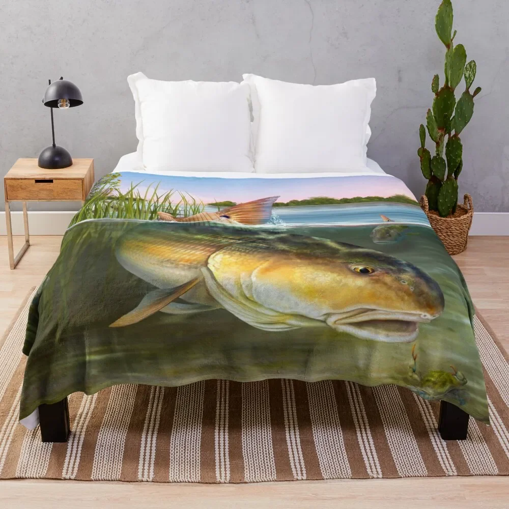 

Redfish in the Reeds Throw Blanket anime Extra Large Throw Luxury Brand Flannels Blankets