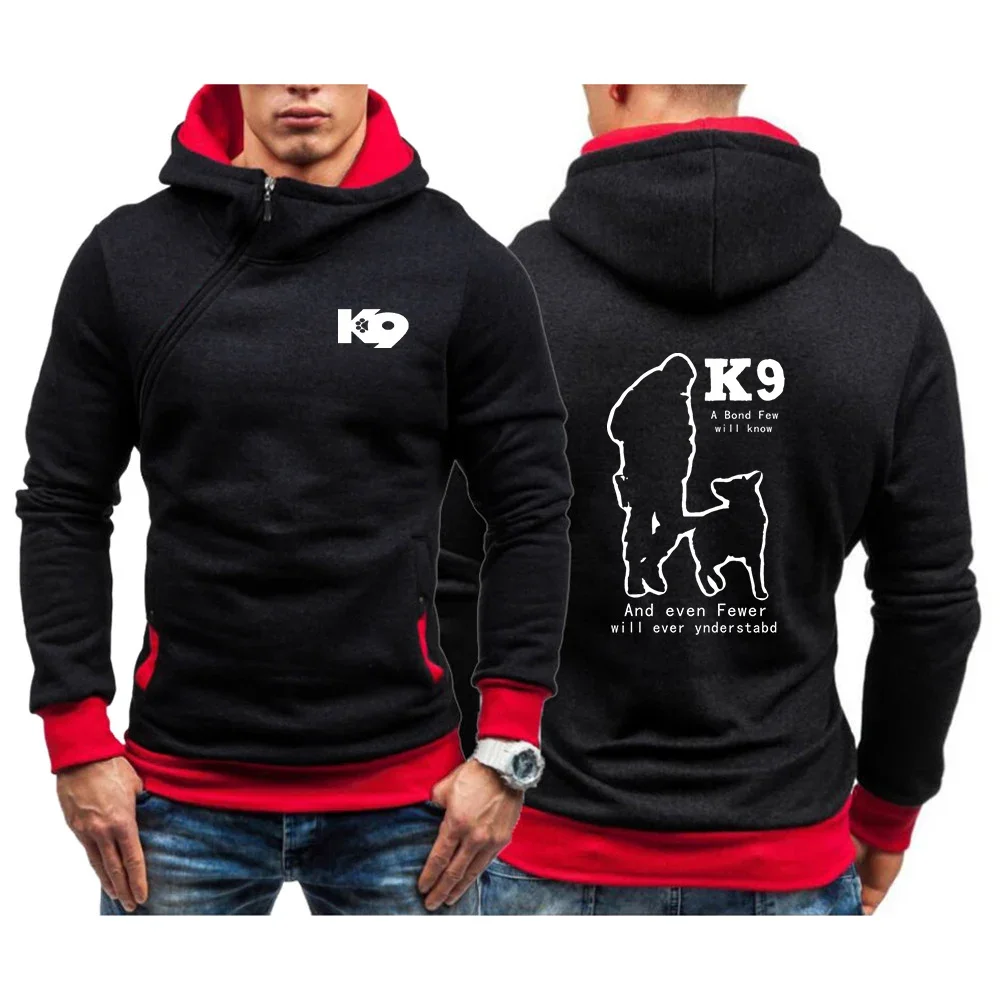 

TRAINER K9 Team K9 Unit Malinois 2023 New Men Casual Diagonal Zipper Sweatshirts Outerwear Solid Color Fashion Print Hooded Coat