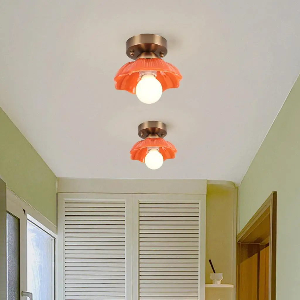 Modern Ceramic Ceiling Lights Nordic Home Decor Living Room Ceiling Lamp Bedroom Kitchen Ceramic Shade Cafe Lighting Fixture E27