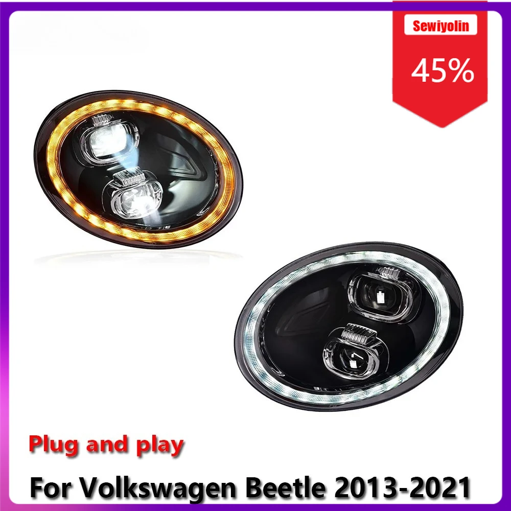 

Sewiyolin Car LED Lamp Headlight Assemblies For Volkswagen Beetle 2013-2021Fog DRL Brake Turn Signal Lamp Plug And Play