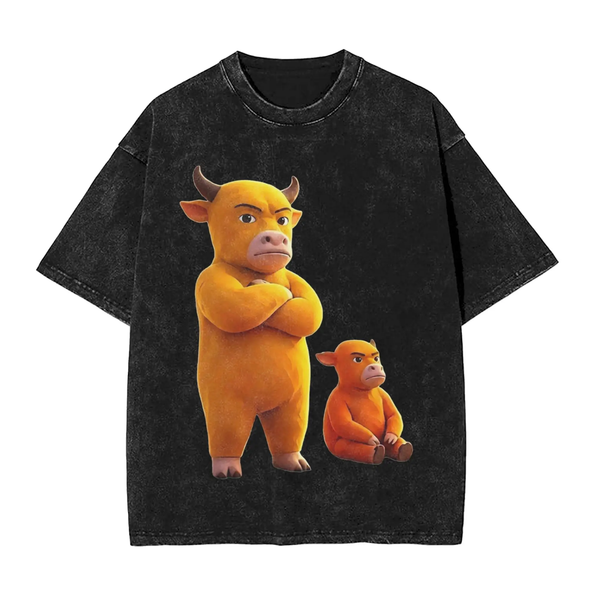 Washed T Shirt Niu Lai Cow Chinese  Movie  Hip Hop Vintage T-Shirts Oversize  Streetwear Short Sleeve Summer Tops Tees for Men