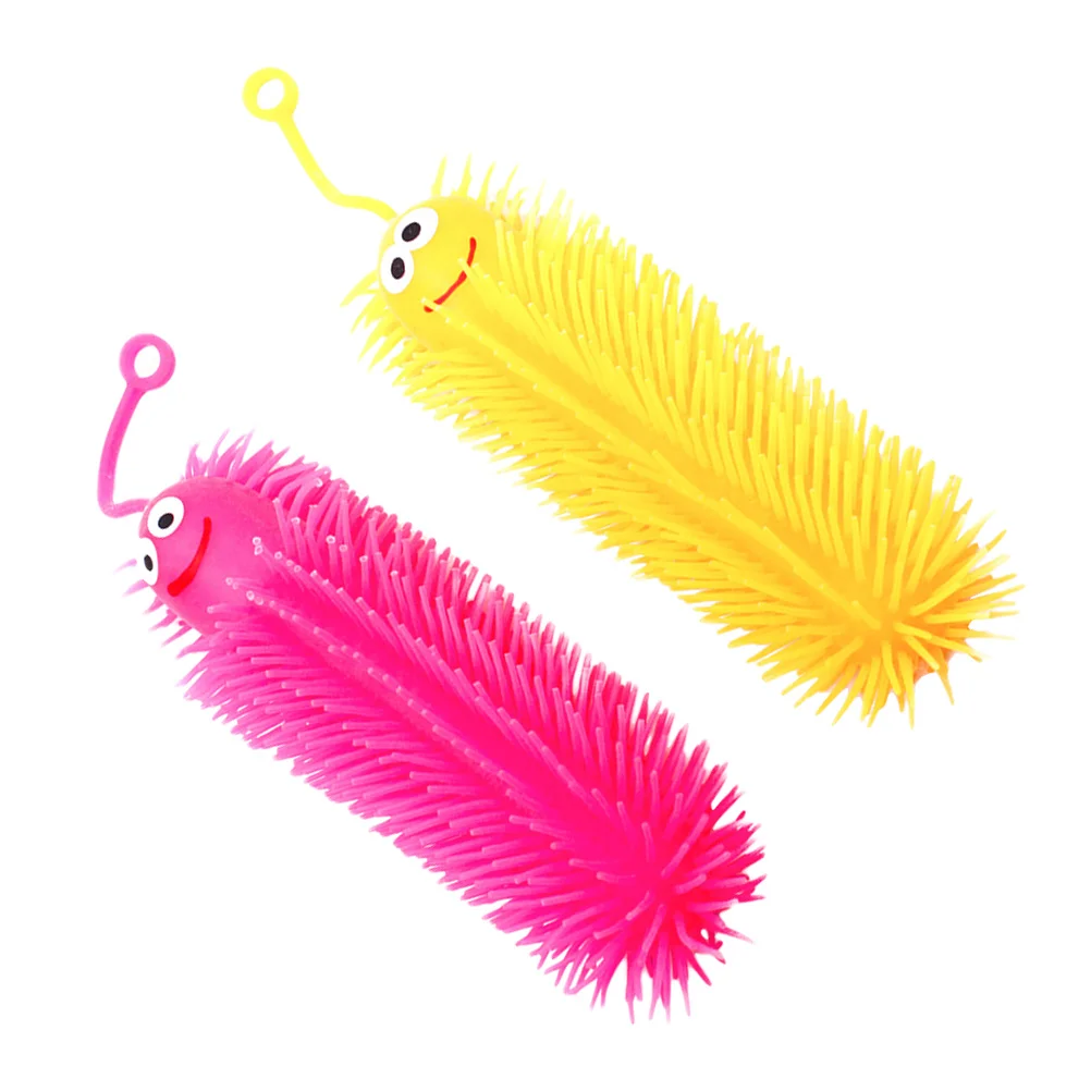 2 Pcs Caterpillars Puffer Ball Vent Hairball Toy Sensory Soft Rubber Kids Toys