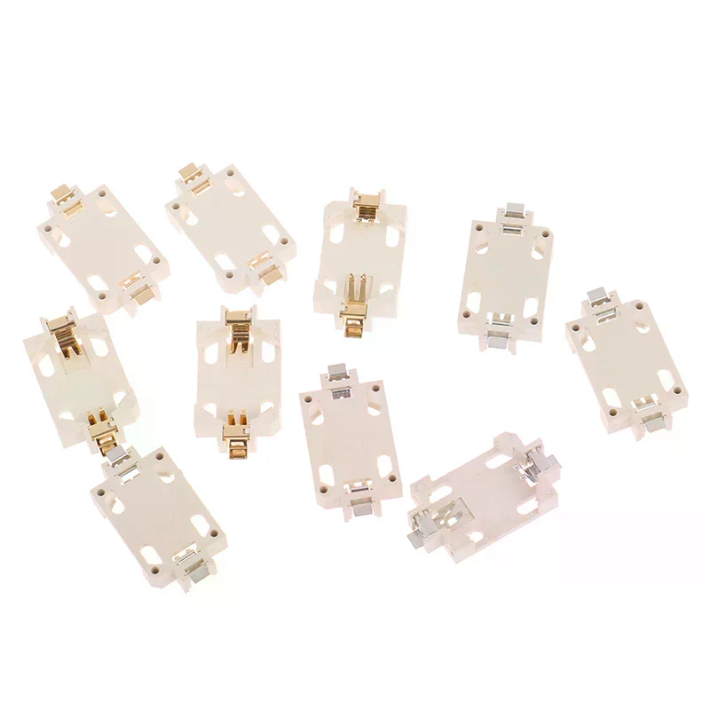 10Pcs White Housing Gold-Plated Tin-Plated Button Battery Holder For CR2032 Cr2025 Bs-6 SMD Button Battery Holder Socket Cases