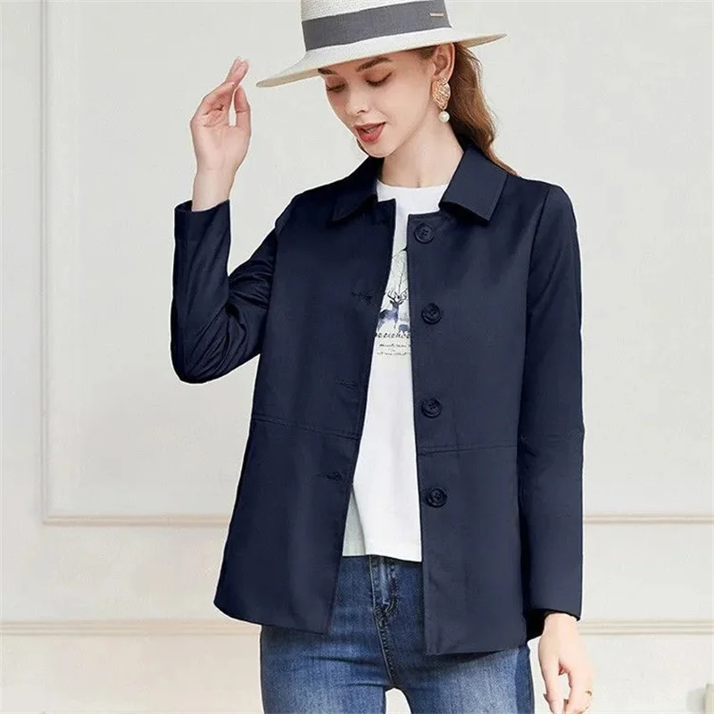 Spring Autumn Windbreaker Coat Woman 2025New Temperament Jackets Ladies Fashion Outerwear Joker High Quality Overcoat Female Top