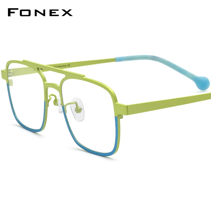 

FONEX Pure Titanium Glasses Frame Women 2024 New Colorful Retro Square Eyeglasses Fashion Men Eyewear F85789