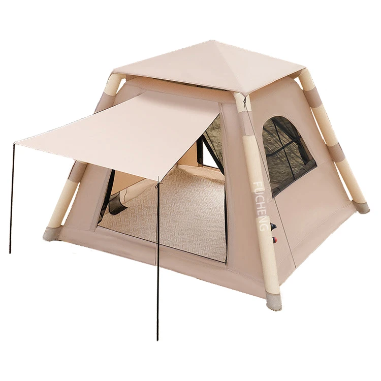 400D Oxford Cloth Family Tent Rain-Proof Sun-Proof Quick-Opening Portable Inflatable One Bedroom for 4-8 People for Picnics
