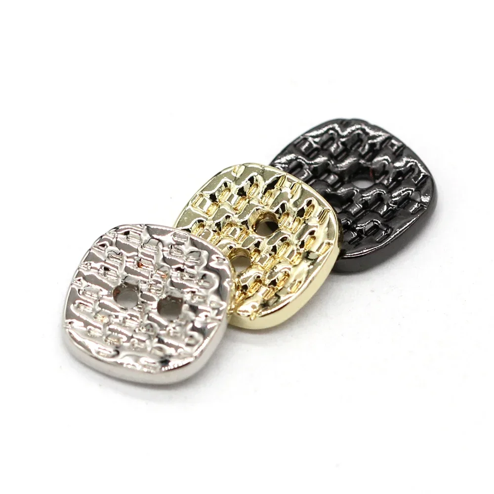 DOTOLLE 20 pz 10mm 2 fori forma quadrata bottoni in metallo dorato per abbigliamento moda camicia polsino collare decorazioni fatte a mano