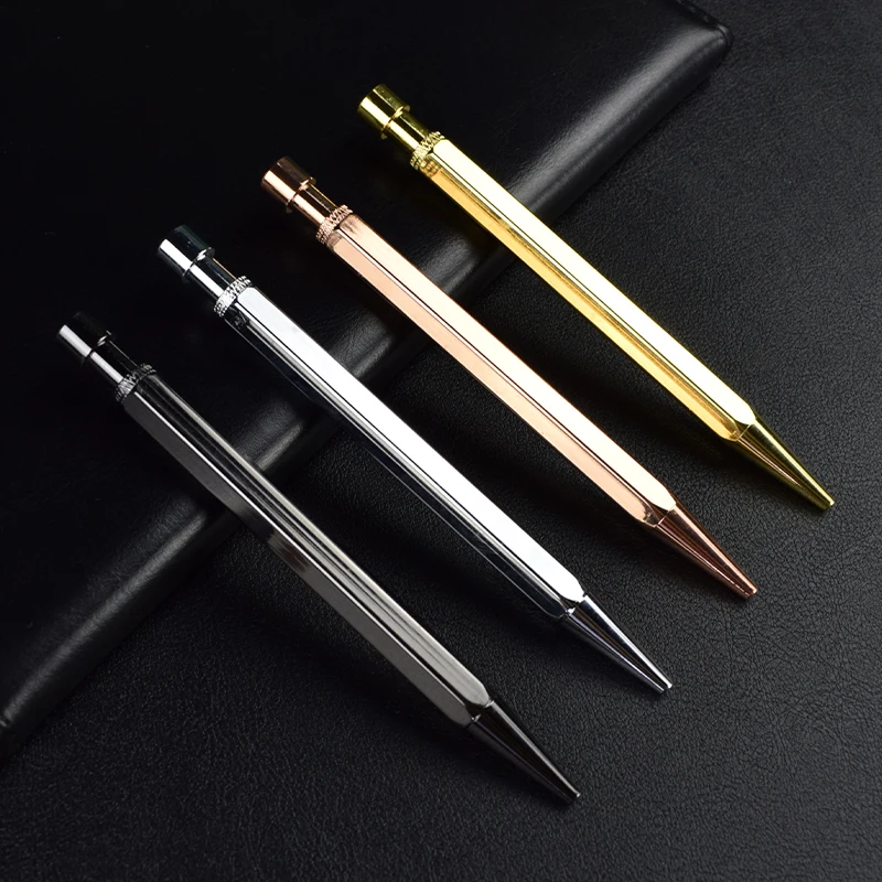 Hight Quality Luxury Precious Metal Brass Pen Golden Copper Titanium Rotating Threaded School Stationgery Office Supplies Gifts