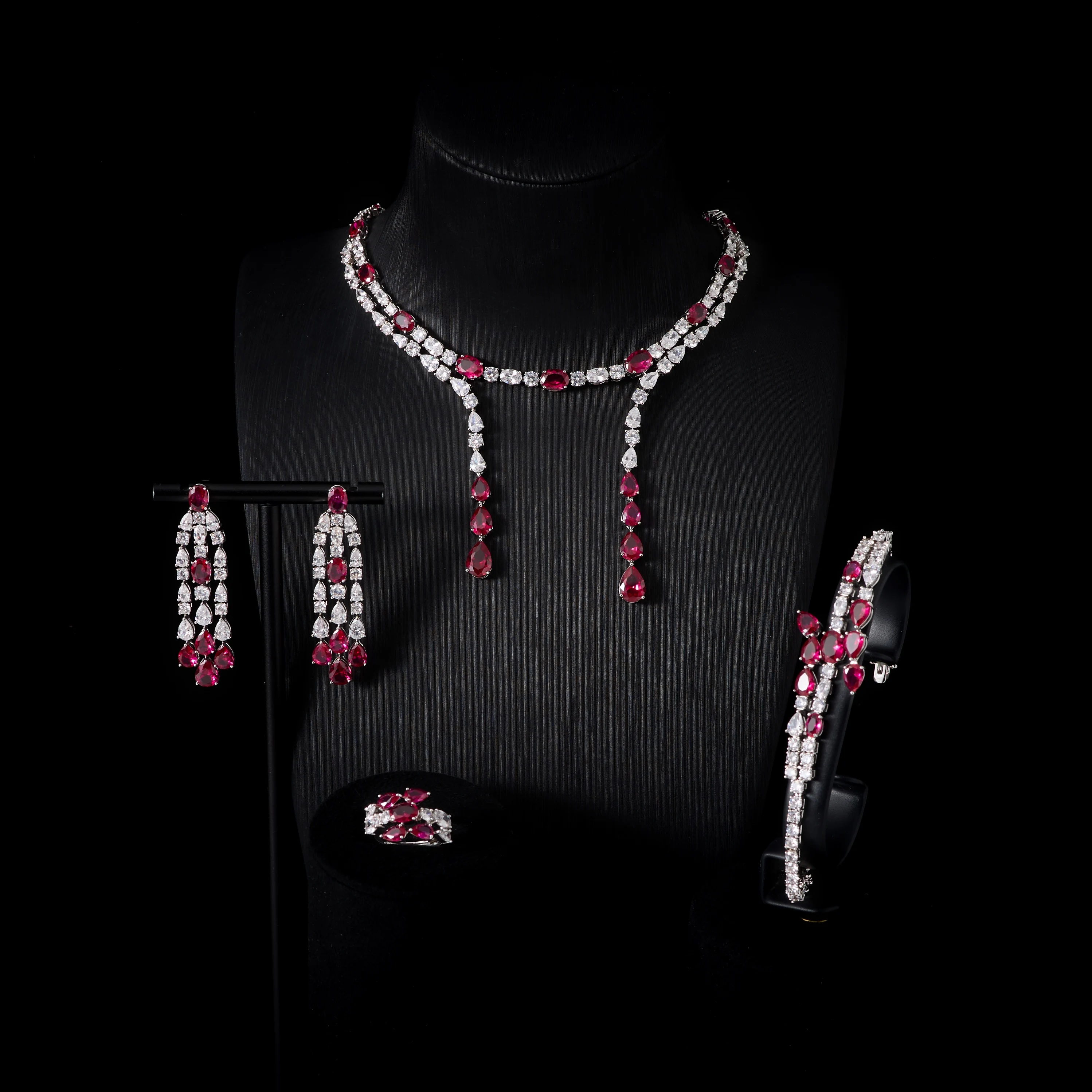 IN JEWELIFE 00089 Matching Set Color Cubic Zircon Bride Gift Set Necklace Jewellery Set Full CZ Accessories Coordinated Jewelry