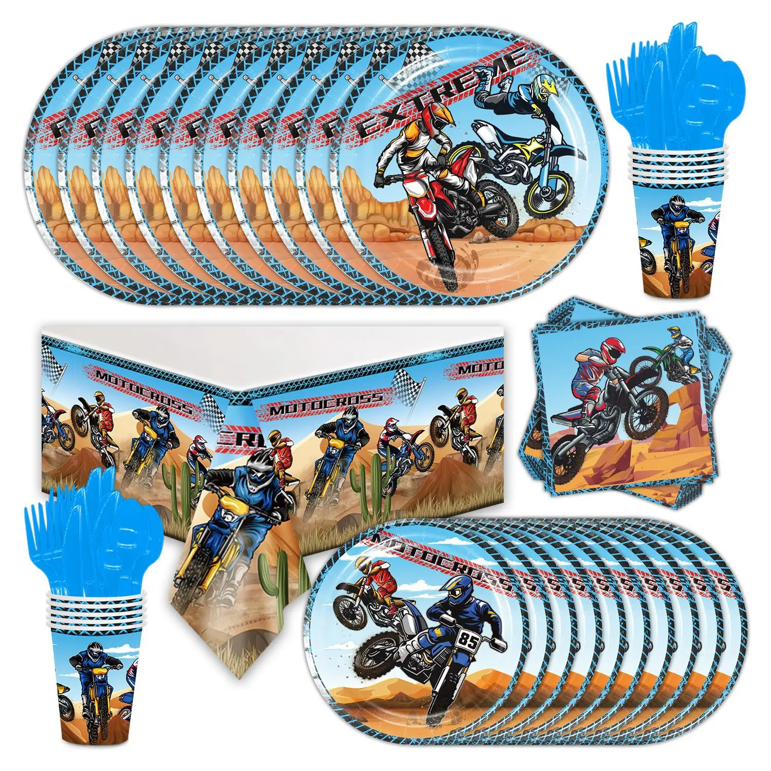 Dirt Bike Birthday Party Supplies Motorcycle Theme Party Plates Napkin Decorations Motocross Tableware Favor For Kids Serves