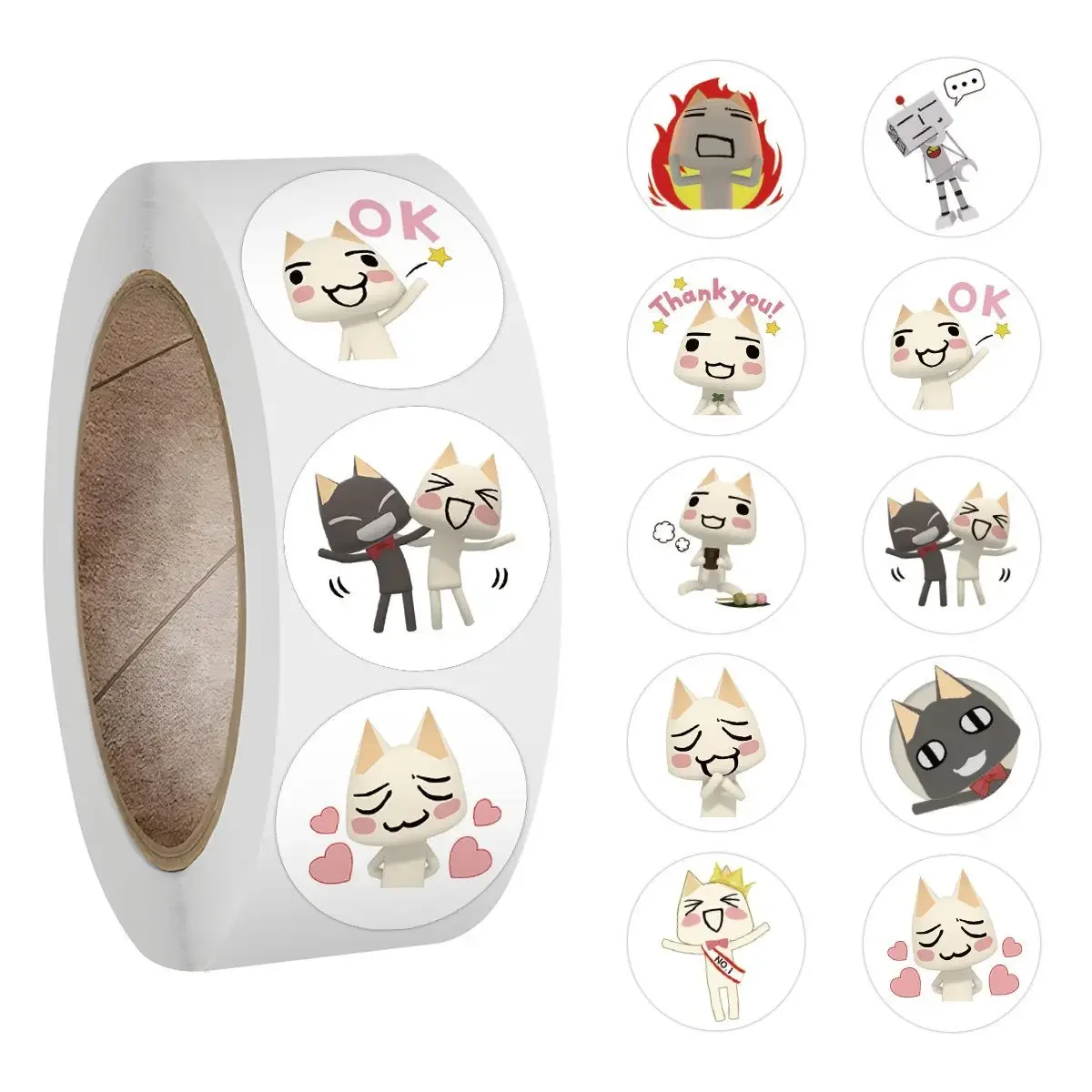 500PCS/Roll Cartoon Doro Cat Stickers Inoue Toro Sticker Luggage Suitcase Skateboard Phone Hand Account Graffiti Decals Gift Toy