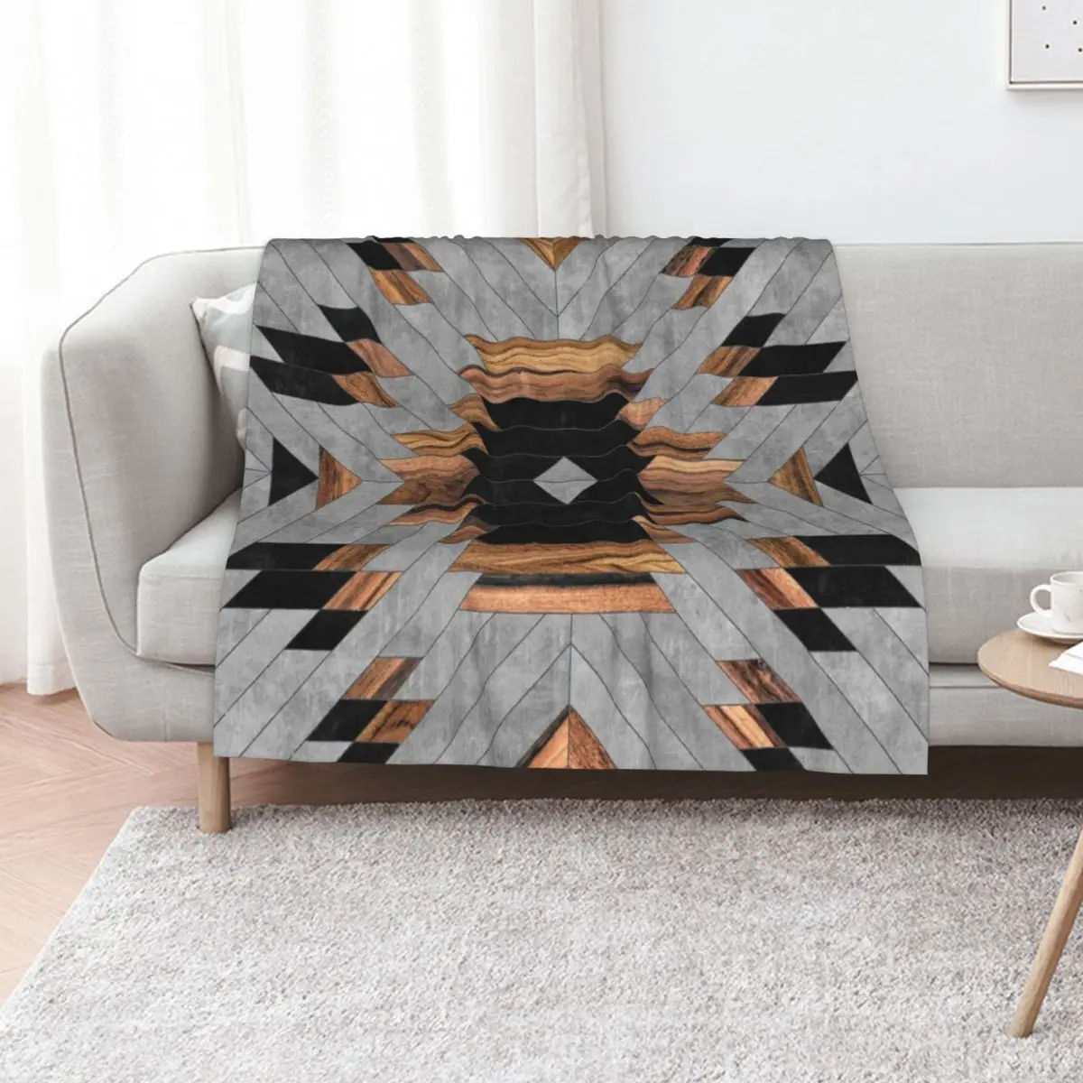 Urban Tribal Pattern No.6 - Aztec - Concrete and Wood Throw Blanket Warm Plush Fuzzy Blanket for Living Room