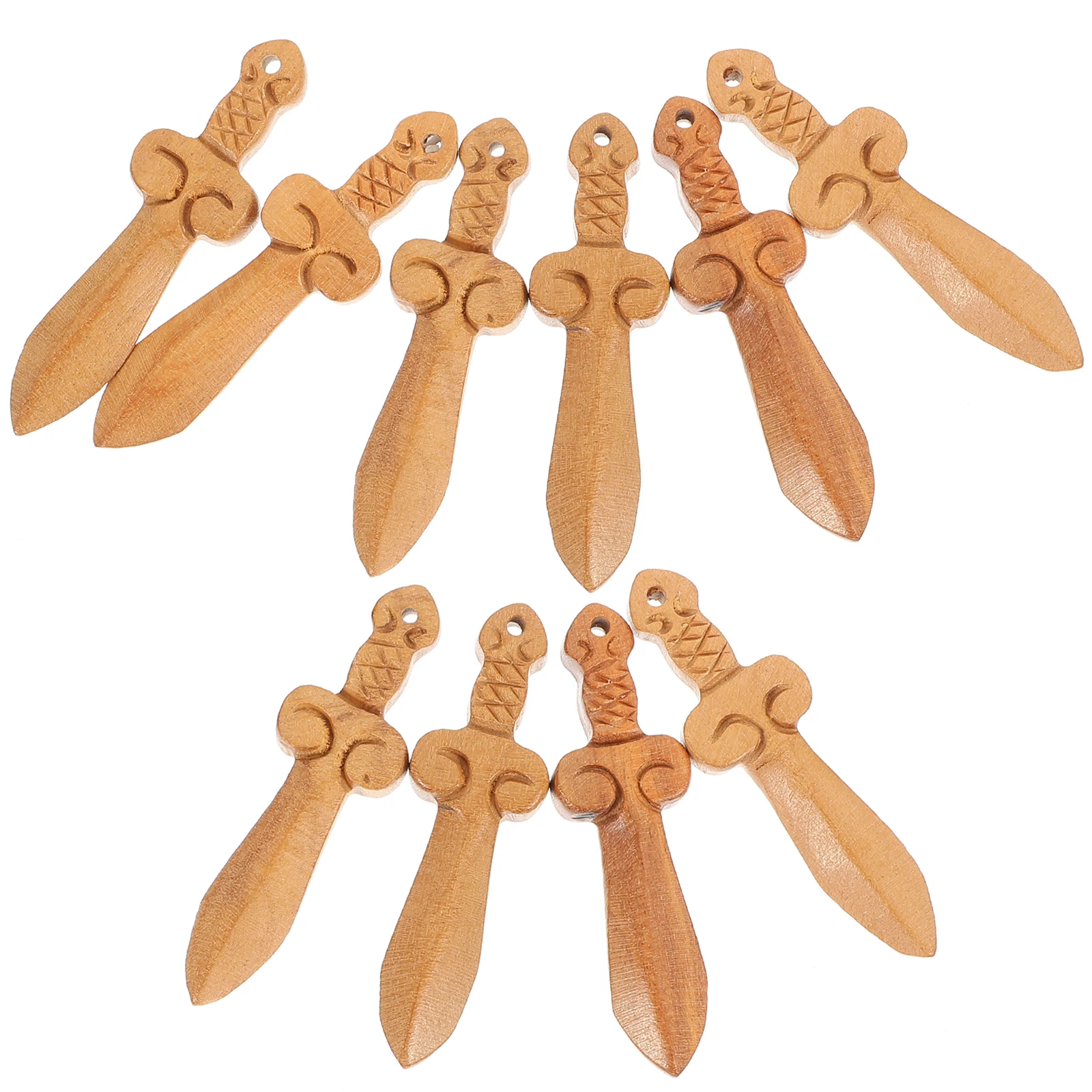 

10pcs Peach Wood Carving Ornaments Crafts Tiny Swords Engraving Decor Home Birthday Gifts Wooden Desktop Accessories Jewelry