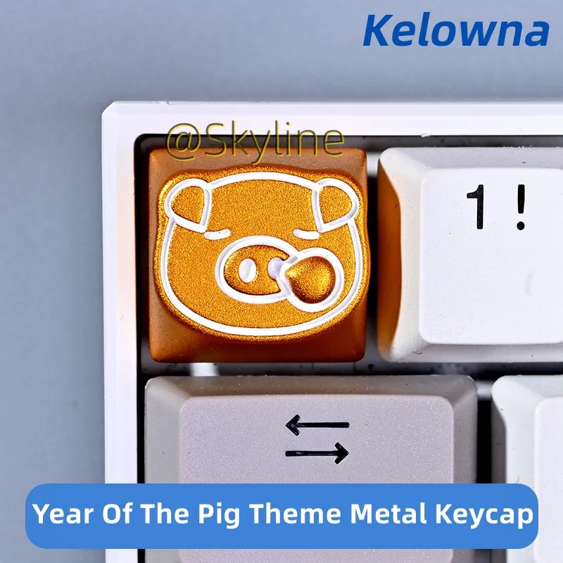 【In Stock】Kelowna Year Of The Pig Theme Metal Keycap Cnc R4 Original High Mechanical Keyboard Piglet Keycap