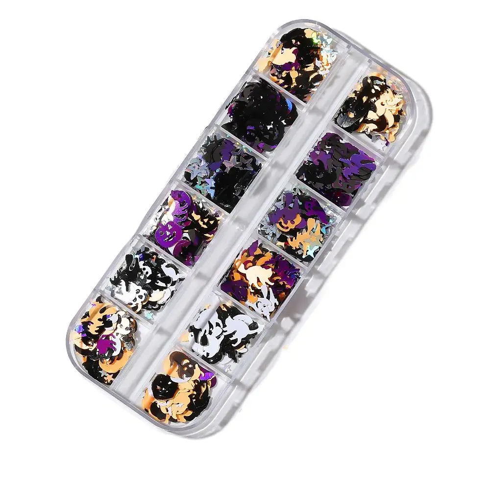 Décoration de manucure citrouille Salon de manucure bricolage matériaux pour ongles Halloween Nail Art Paillettes Paillettes flocons de paillettes bijoux pour ongles