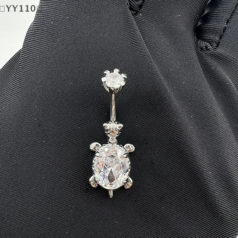 [[YY110] المعلقات السلحفاة شخصية خواتم السرة للنساء الزركون البطن زر مسمار ثقب الجسم مجوهرات