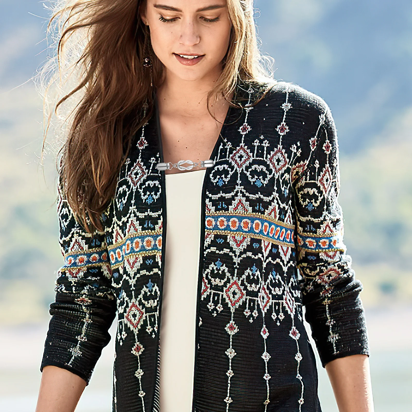 2 قطعة مقاطع سترة خمر الرجعية العملي البلوز شال سلسلة سترة إغلاق مقاطع الملابس السحابات للنساء #2