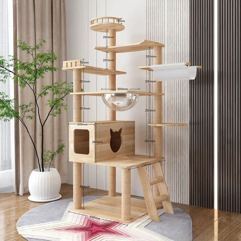 Imagem -06 - Grande Moldura de Borracha Gato Madeira Escalada Multifuncional Gato Arranhando Árvore Cat Scratcher Pet Scratch Toy Extra Grande