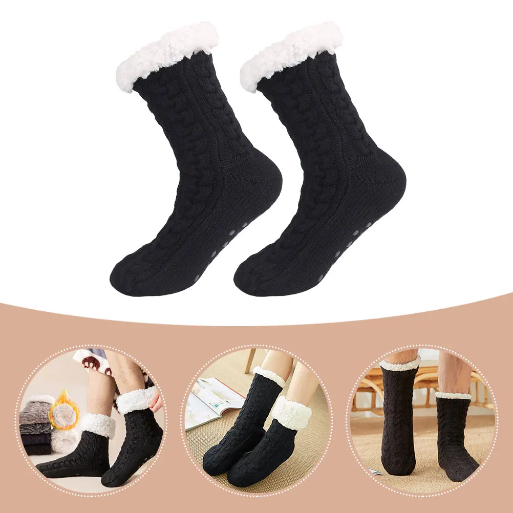 

2pcs Christmas For Women Thermal Warm Bed Slipper Socks Non Slip Winter Floor Socks Cozy Cartoon Design Gift Party