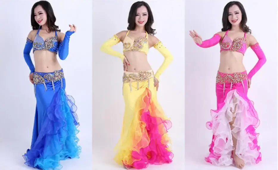 New Adult Belly Dance Performance Set Flannel Split Skirt Oriental Dance Performance Clothing 93cm