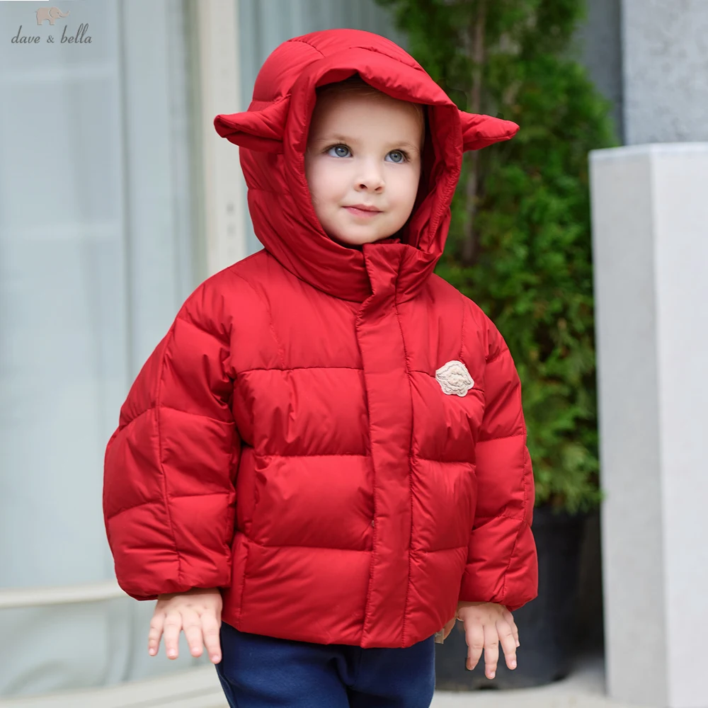 Dave Bella Girls Boys White Duck Down Hooded Jacket Children Red Winter Warm Thicken Coats Outwear Clothes DB4264726﻿