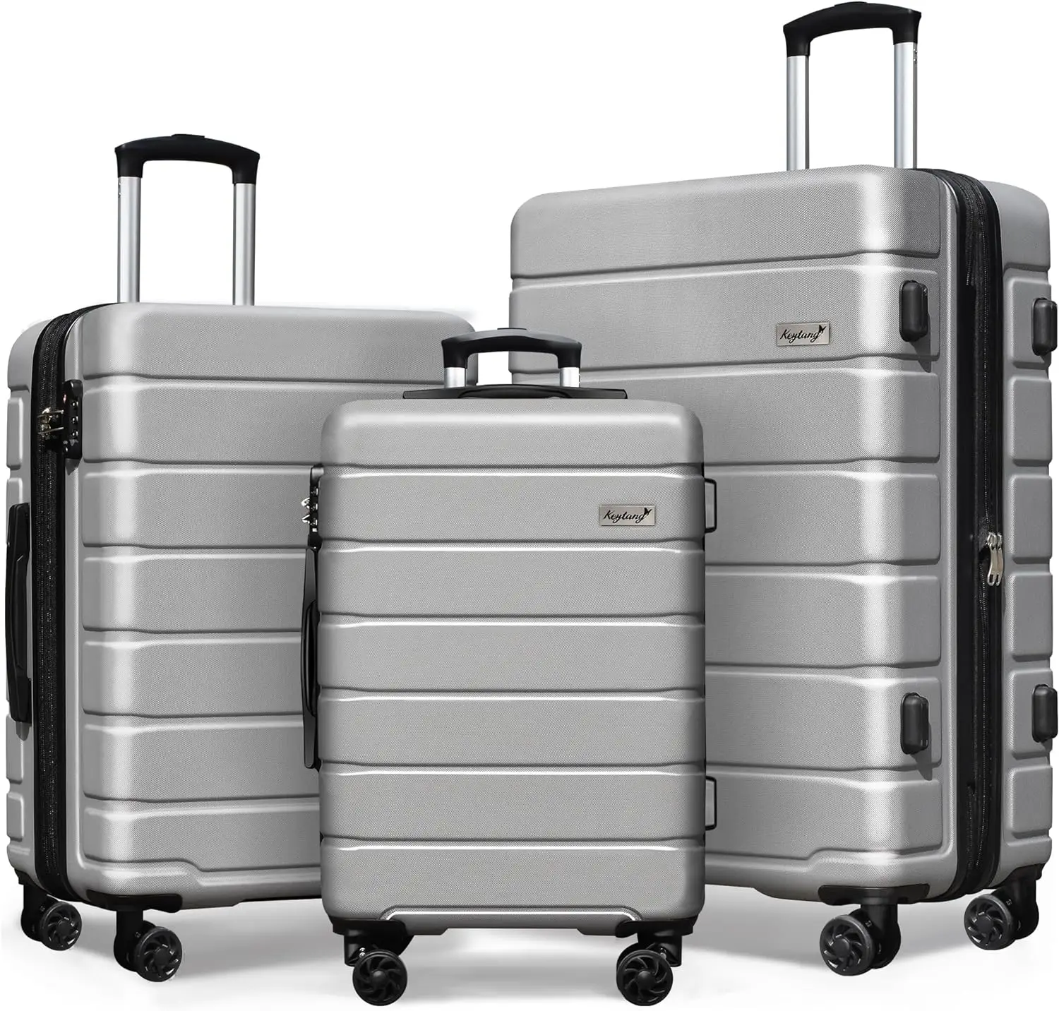 Keytang-Peso Leve Expansível Bagagem Mala com TSA Lock, Hardside Spinner Rodas, 3 Pcs Set