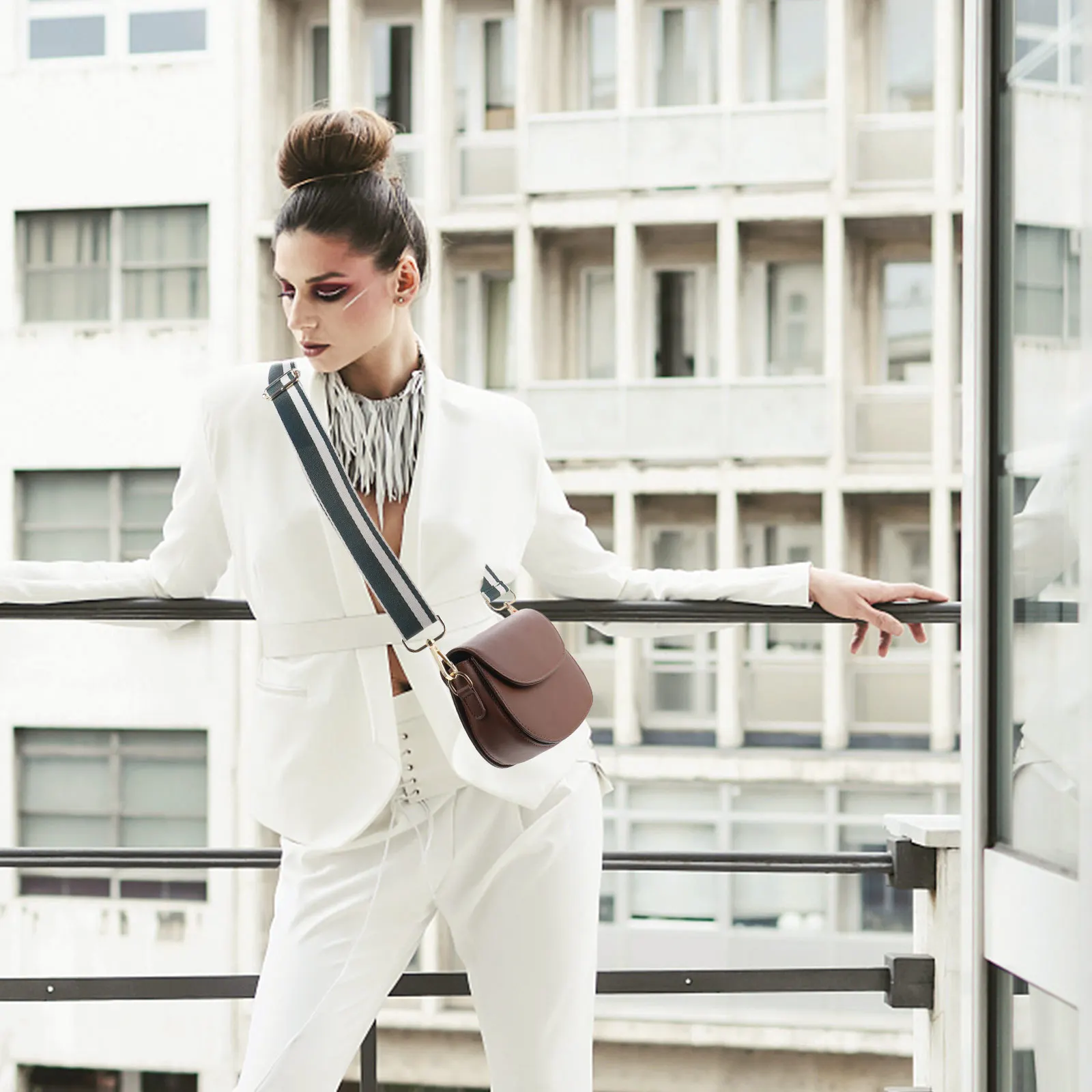 

Adjustable Color Block Bag Strap Replacement Durable Shoulder Chain Belt for Crossbody Messenger Bags Fashion Bag Accessory