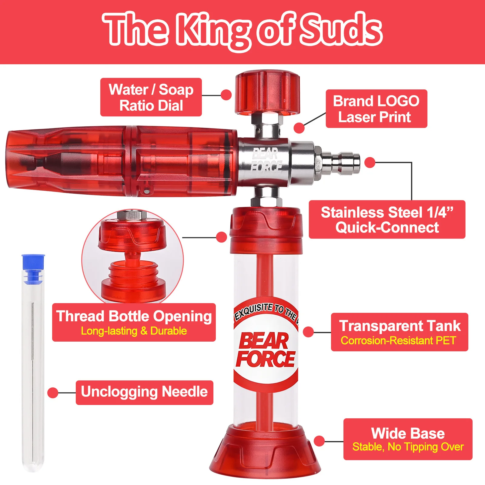 BEAR FORCE Pressure Washer Water Gun Set with Mini Foam Cannon For Karcher Bosch Nilfisk Sterwins Lavor Pressure Washer