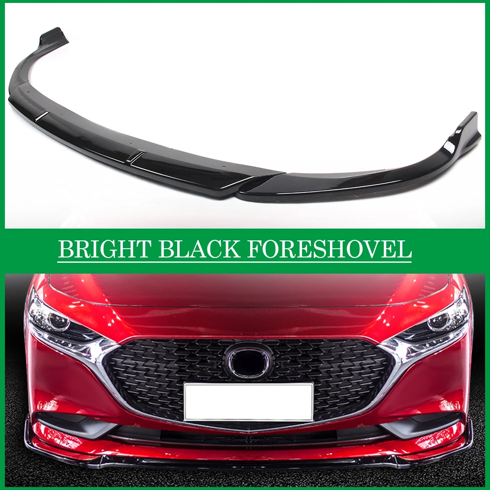 

For Mazda 3 Axela Sedan 2019 2020 Front Bumper Spoiler Body Kits Lip Splitter Trim Gloss Black ABS Exterior Car Accessories