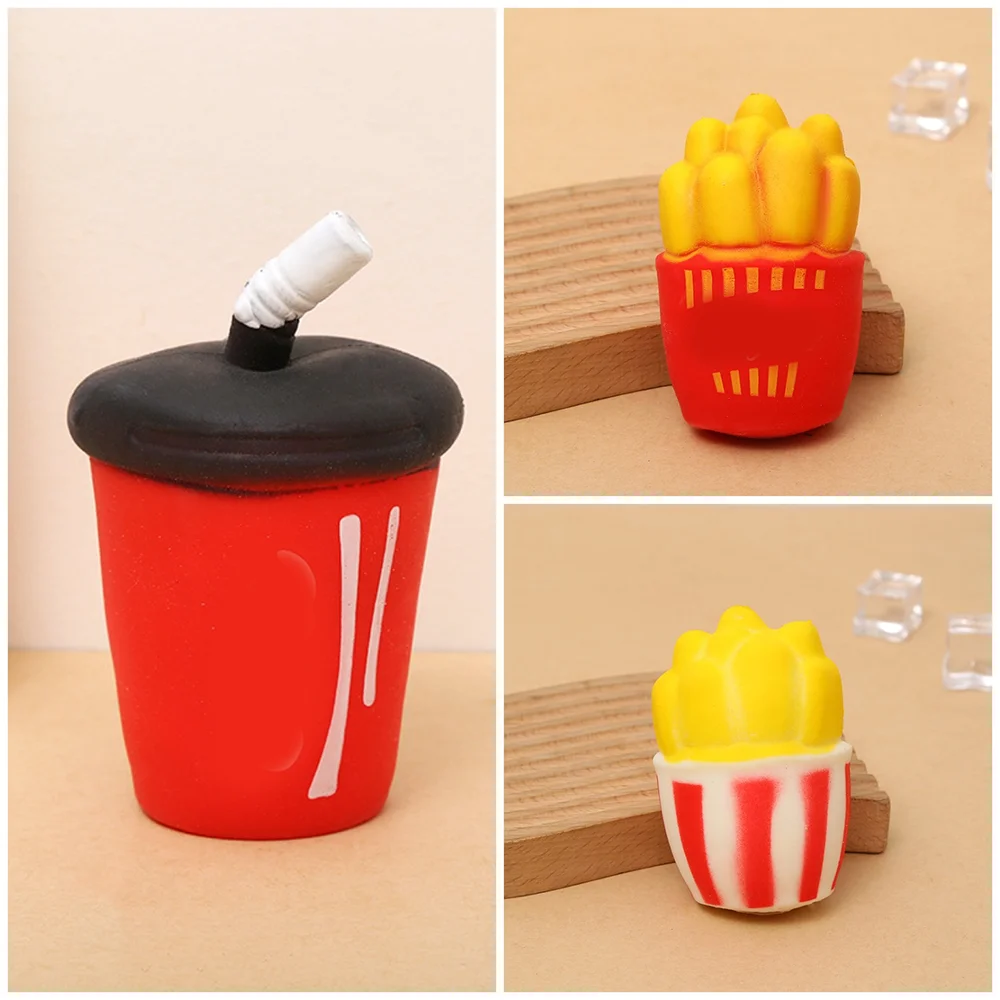 1pc Random Style Simulated Cola Burger Soft Pinch To Relieve Daily Tension Stress Decompress Fidget Decoration Kitchen Gift Toy.