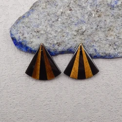 Handmade Jewelry Natural Stone Obsidian Tiger-Eye Intarsia Earring Bead,Fashion Jewelry Earrings For Women 20x20x3mm 3g