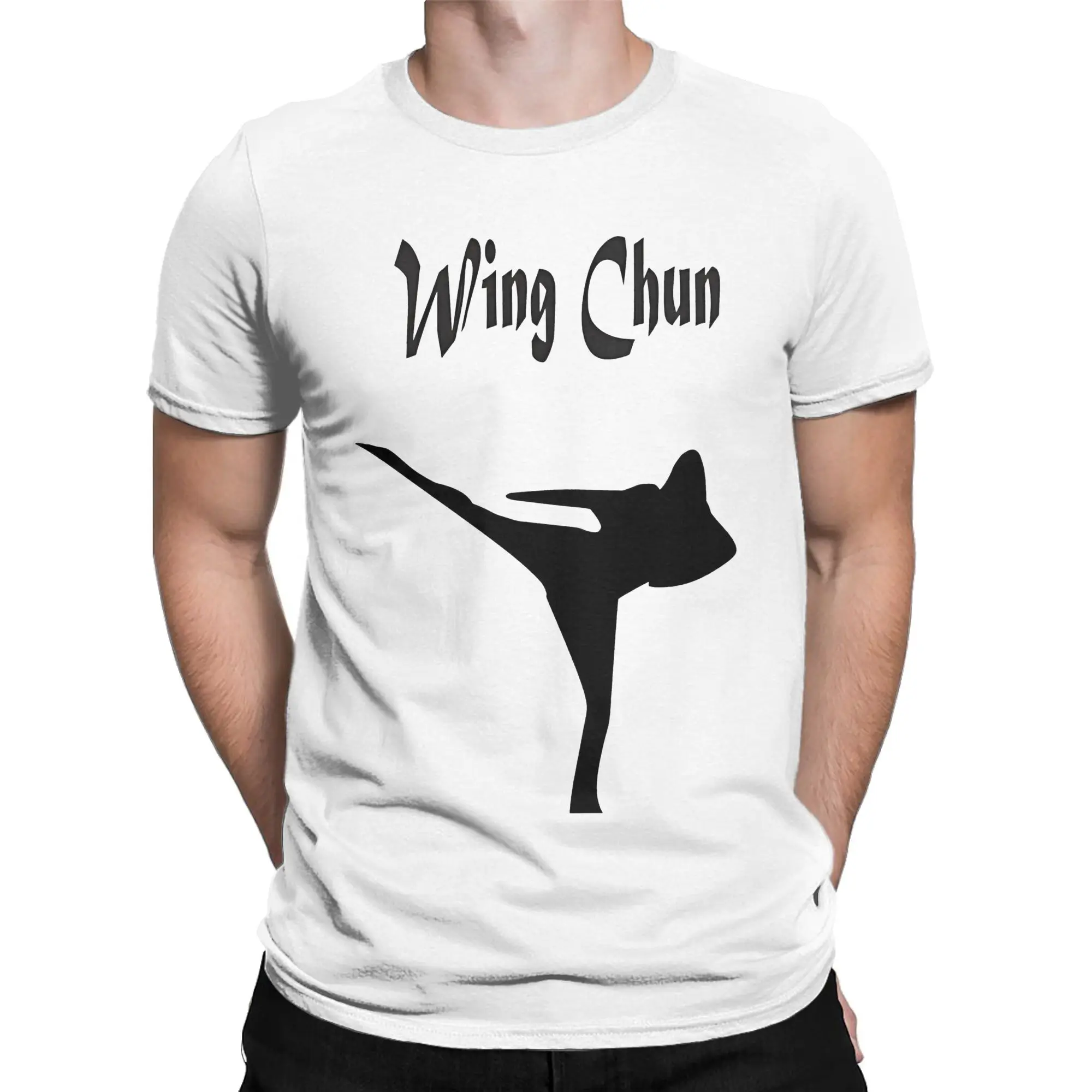 Vintage Wing Chun Kung Fu T-Shirts for Men Round Neck Cotton T Shirts Chinese Kung Fu Short Sleeve Tee Shirt Plus Size Clothes