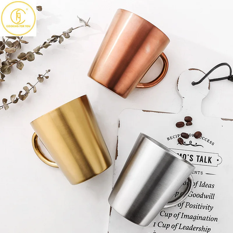 310/350ml 304 Stainless Steel Double Layer Mugs Coffee Cup Creative Water Cup Heat Insulation Beer Cup Stainless Cup Drinkware