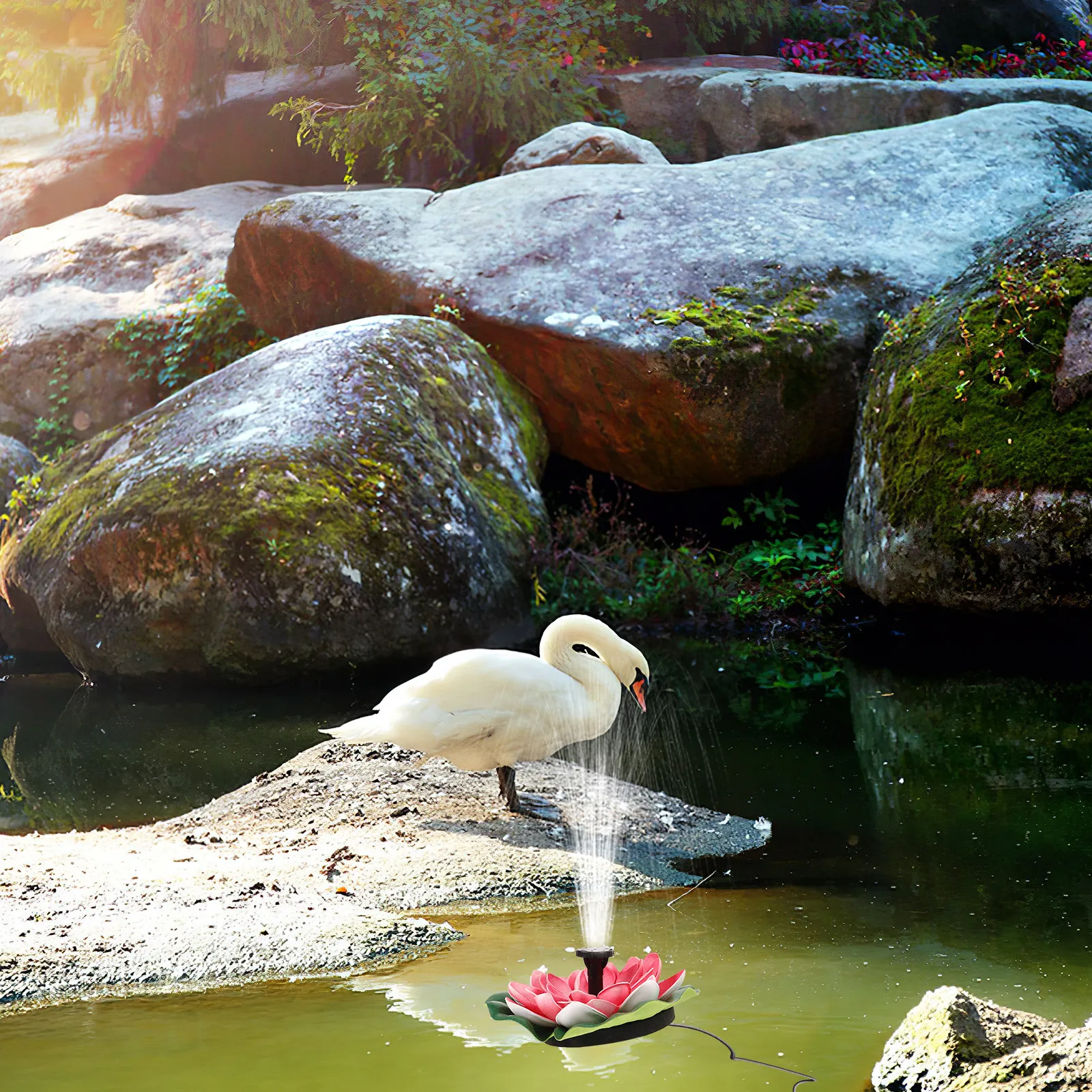 1Set Floating Lotus Solar Fountain Outdoor Landscape Pond Garden Water Fountain Pump Decoration Outdoor Landscape Decor