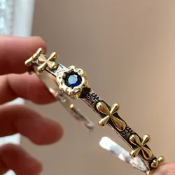 New Arrival Bohemia Style Vintage Cross Design Thai Silver Ladies Bangle Promotion Jewelry For Women Gifts Never Fade