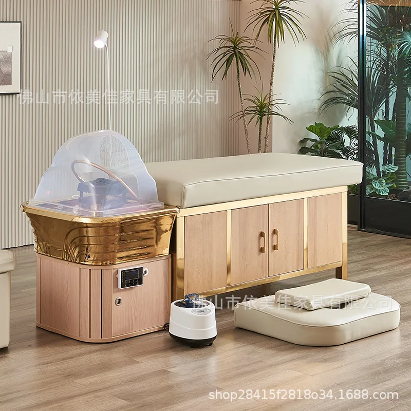 Hair treatment shampoo bed with water heater integrated fumigation water circulation whole body massage special