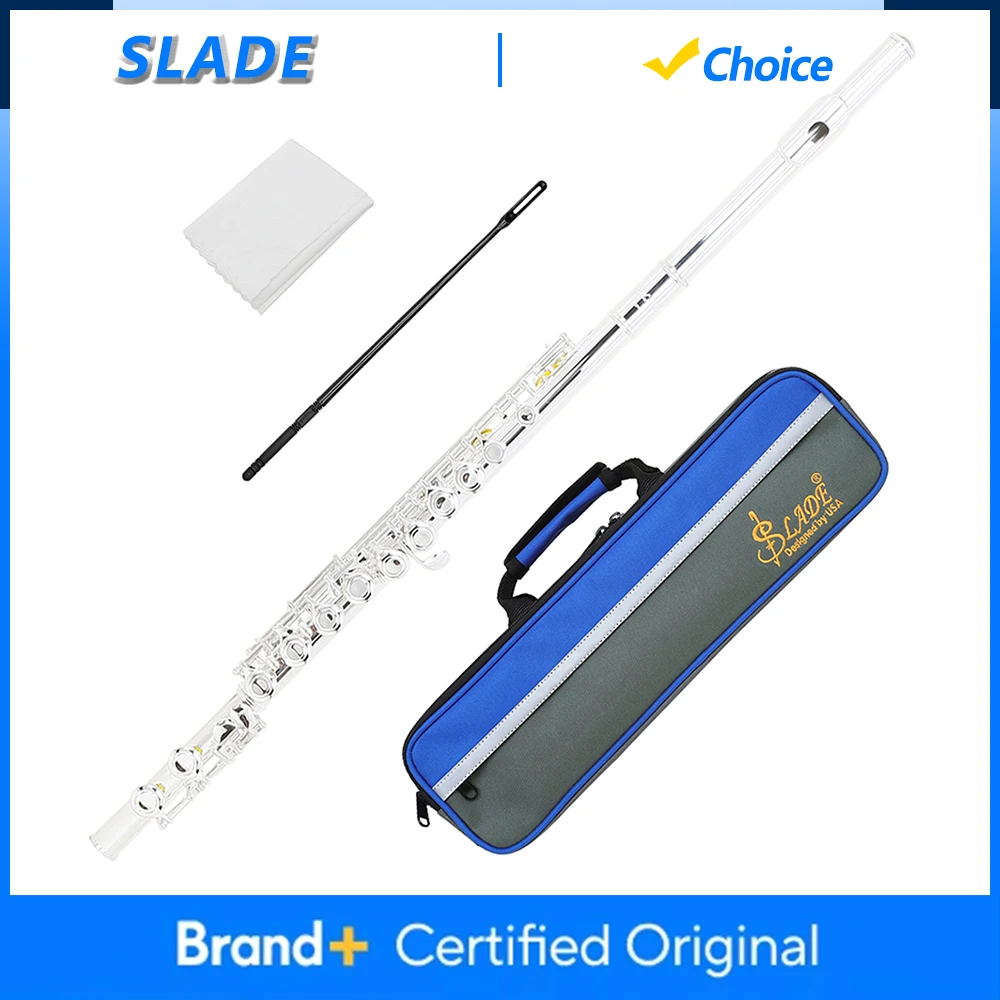 

SLADE C Key 16-луночная флейта с закрытыми отверстиями и электронным ключом Профессиональный деревянный духовой инструмент с сумкой для чистки тканевых аксессуаров