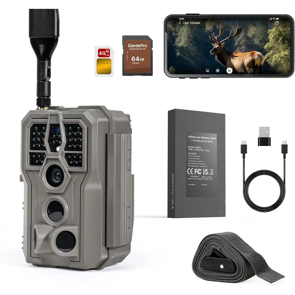 

SD-карта емкостью 64 ГБ X66 Pro Trail Camera — вид на прямом эфире, GPS, аккумулятор емкостью 7800 мАч, ночное видение, совместимая с основными ножнами