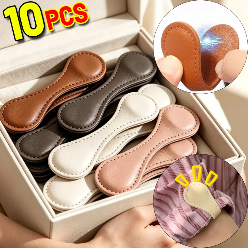 No-Sew PU Leather Magnetic Clips for Fix Cuffs Trouser Legs Scarves Strong Magnetic Hold No Damage Removable Magnetic Buckles