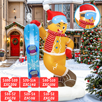 OurWarm 6FT Christmas Inflatable Outdoor Decoration, Cute Skiing Gingerbread Man, for Xmas Outdoor Indoor Lawn Party Decor