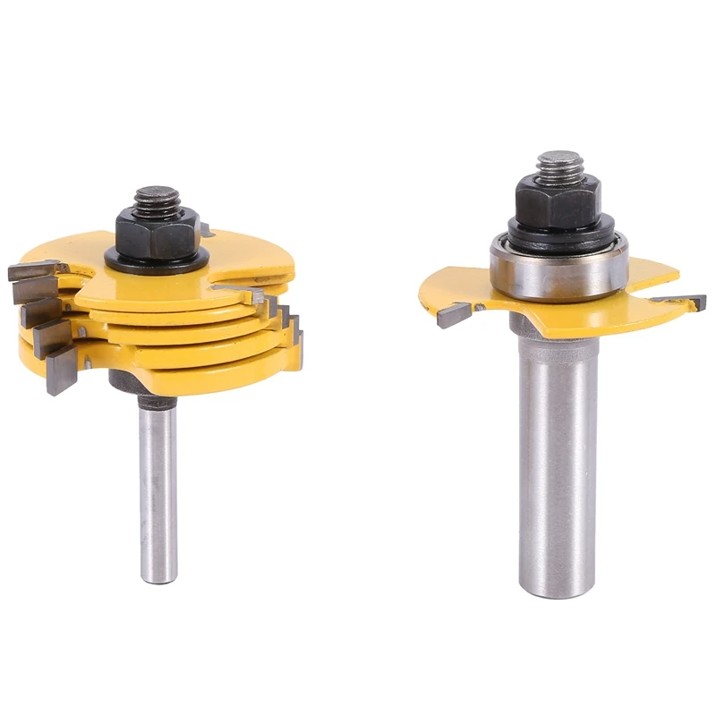 2Pcs Slot Cutter 3 Wing Router Bit 1/2 &1/4 inch Shank Adjustable Woodworking Tool-A63M