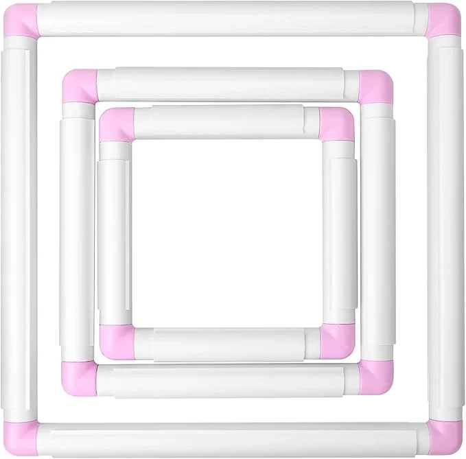 3Pcs Square Embroidery Hoops Cross Stitch Tool Clip-on Stand DIY Craft Tool Handheld for Home Use for Quilting Cross-Stitch