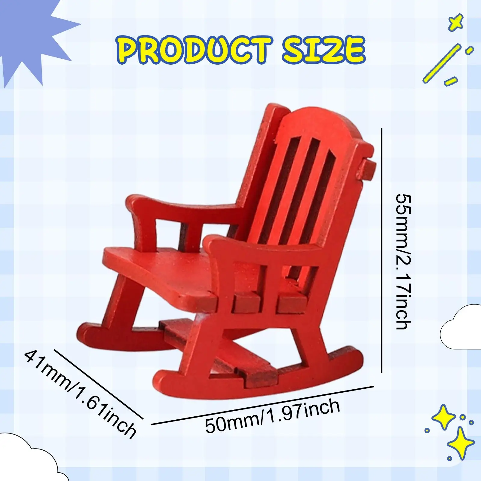 Collections de chaises à bascule en bois, pour bricolage, accessoires de paysages, projets de bricolage, 1/12