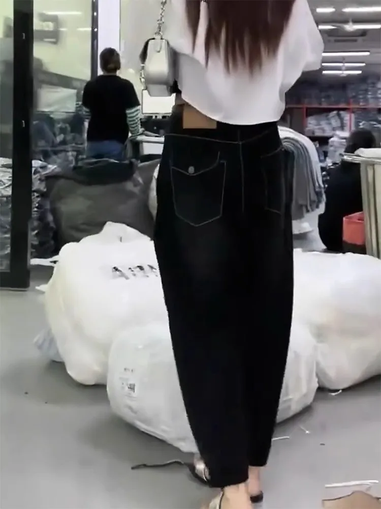 Jeans in denim retrò Harem da donna sottili estivi larghi lusinghiero per jeans a gamba dritta a vita alta con corpo a pera Abbigliamento casual