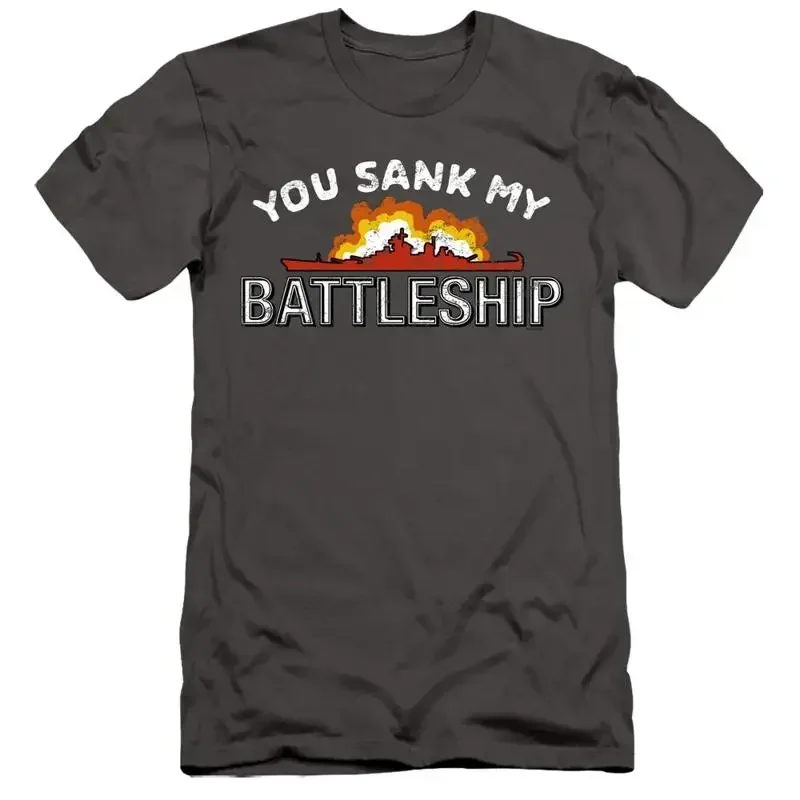 Battleship Slim Fit T Shirt You Sank My Ship Charcoal