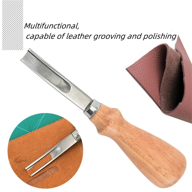 Practical Leather Craft Edge Beveler Skiving Beveling Knife DIY Cutting Hand Craft Tools With Wood Handle A4mm A6mm A8mm view 3