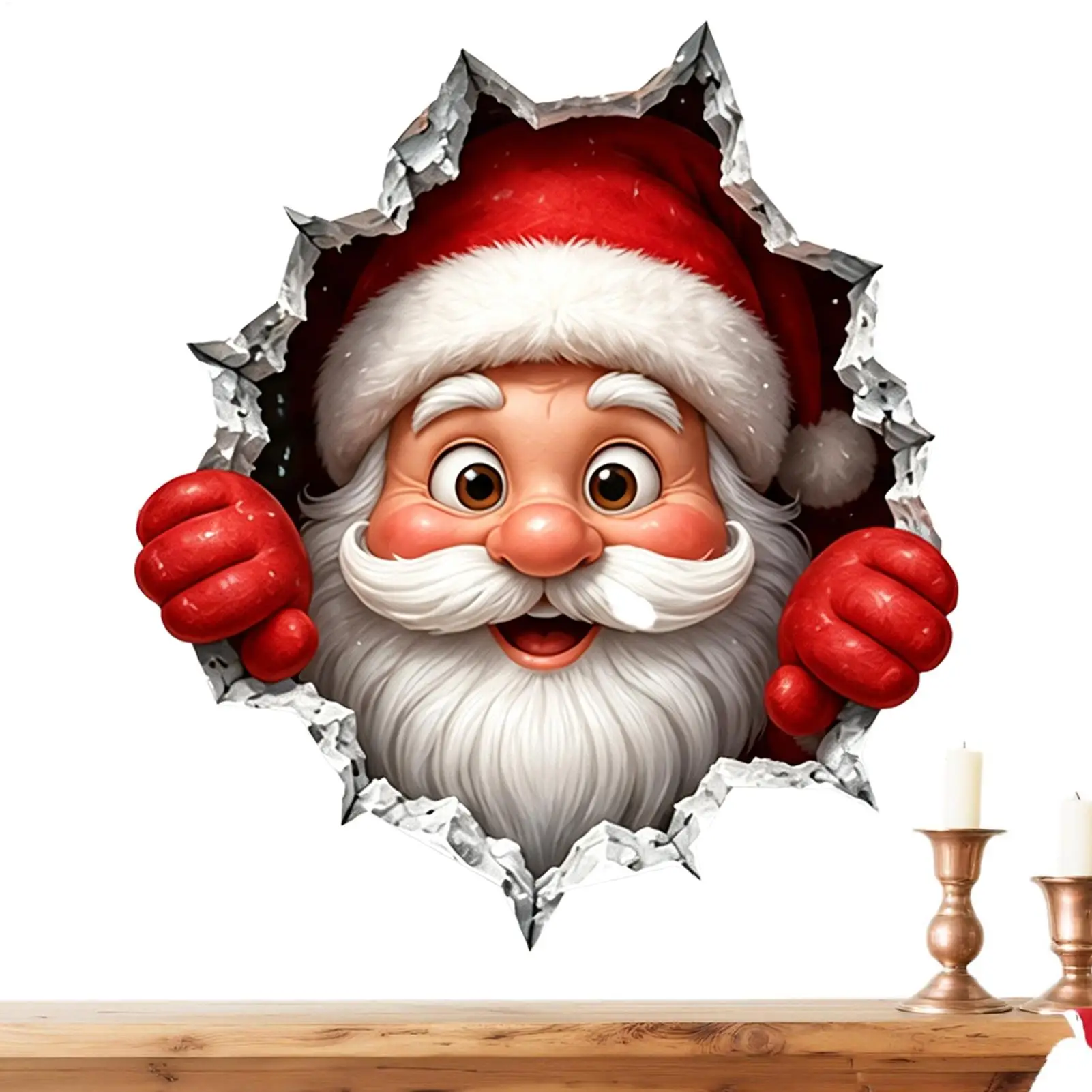 Christmas Wall Decals Self Adhesive Santa 2D Visual Art Stickers Window Toilet Holiday Decor Removable Xmas Party Home Decor