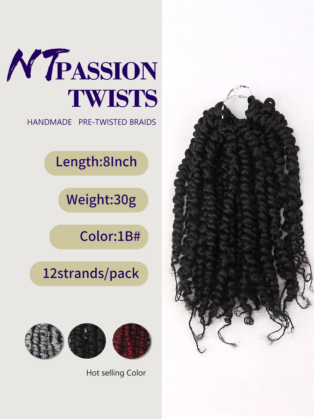 Passion Twist Hair for Women Synthetic Black Bomb Pre Twisted Crochet Braids Hair Pre Looped Bohemian Braiding Hair Extensions